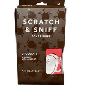 NWT AMERICAN EAGLE Scratch & Sniff Boxer Brief 6" Inseam Sz M Chocolate